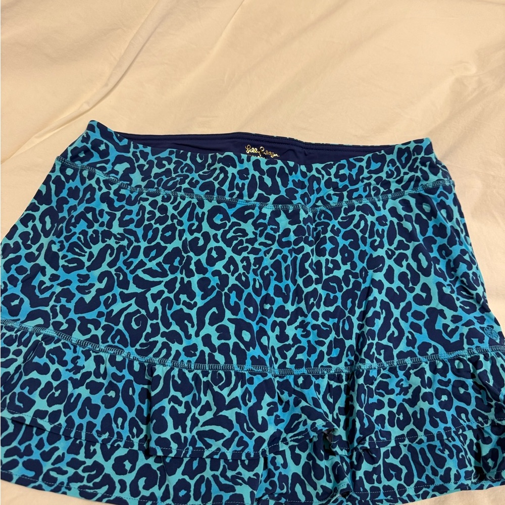 Lilly Pulitzer Blue Leopard Print Luxletic Skort